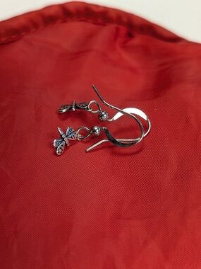 Sterling Silver Butterfly Drop Earrings in Silver